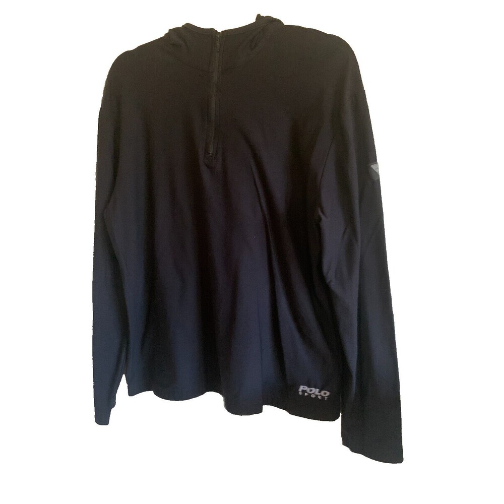 NEW Vintage Polo Sport Ralph Lauren Navy Hooded Quarter Zip Top Sz XL USA